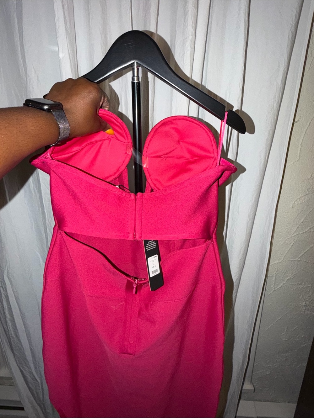 Fashion Nova Hot Pink Strapless Bodycon Dress